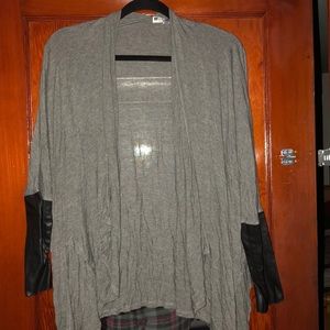 Cardigan leather sleeves